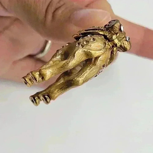 Rare Miniauture Camel Bejeweled Gold & Enamel Camel Trinket VTG W/White Stones - Picture 7 of 8